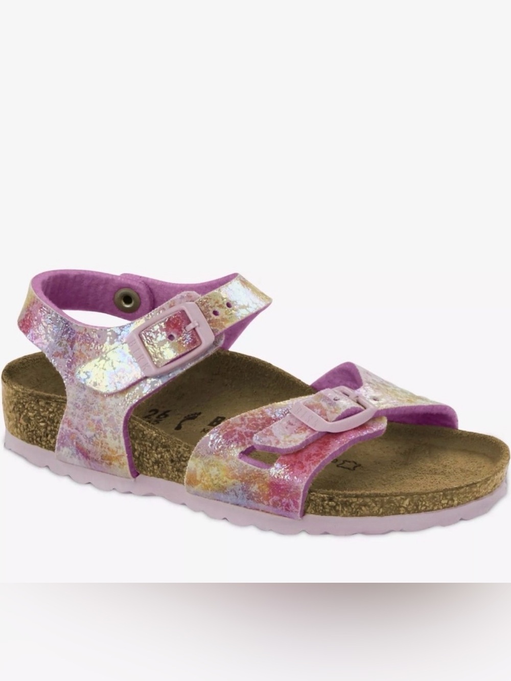 Birkenstock Rio Sandals Pink Watercolor Shimmer Kids EU 34 Girls 3 3.5